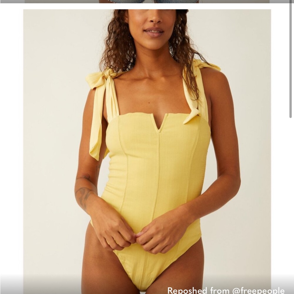 NWOT Free People Lola Bodysuit Lemon